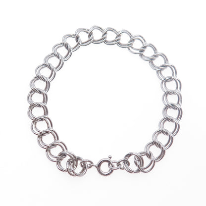925 Sterling Silver Vintage Double Curb Link Bracelet 7"