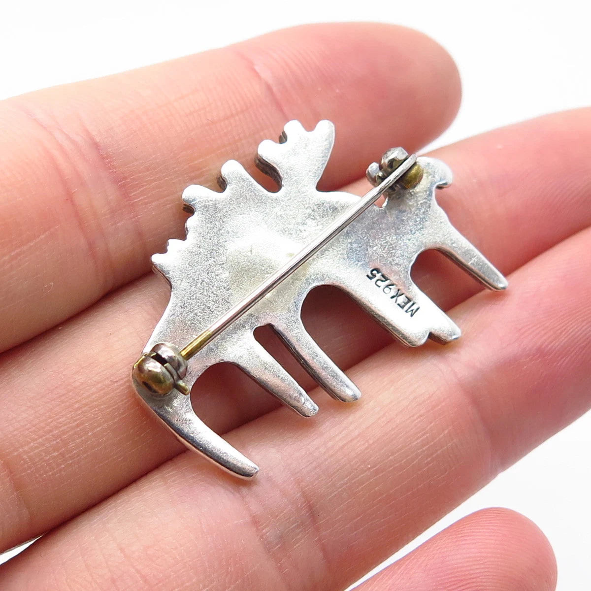 925 Sterling Silver Vintage Mexico Moose / Elk Pin Brooch