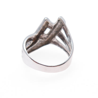 925 Sterling Silver Vintage Modernist Mountain Ring Size 6.25