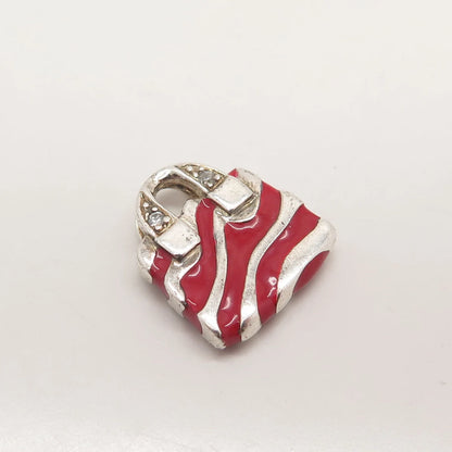 925 Sterling Silver Ross Simons C Z & Enamel Lady's Bag Charm Pendant