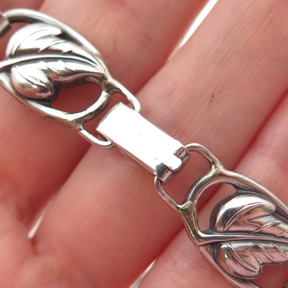 DANECRAFT 925 Sterling Silver Antique Art Deco Floral Leaf Chain Necklace 14"