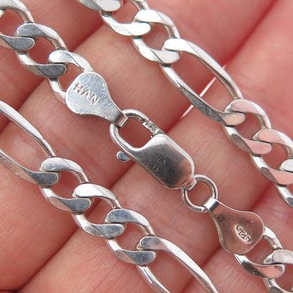 HAN 925 Sterling Silver Vintage Italy Figaro Chain Necklace 24"