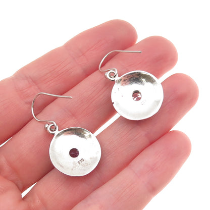 925 Sterling Silver Vintage Real Amethyst Oxidized Dangle Earrings