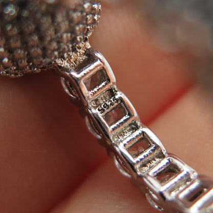 925 Sterling Silver Princess & Round-Cut C Z Engagement Ring Size 6.25