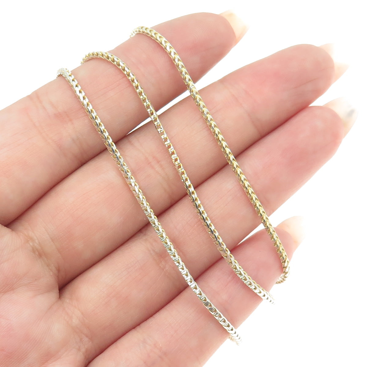 925 Sterling Silver Gold Plated Italy Franco Chain Necklace 20"