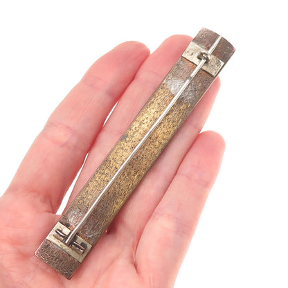 Antique Japanese Bronze Kozuka Bull Pin Brooch