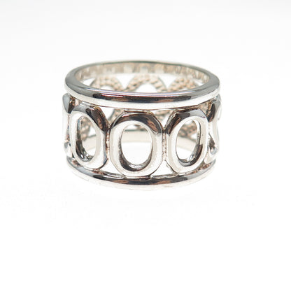 925 Sterling Silver Vintage 2000 Millennium Wide Band Ring Size 8.25