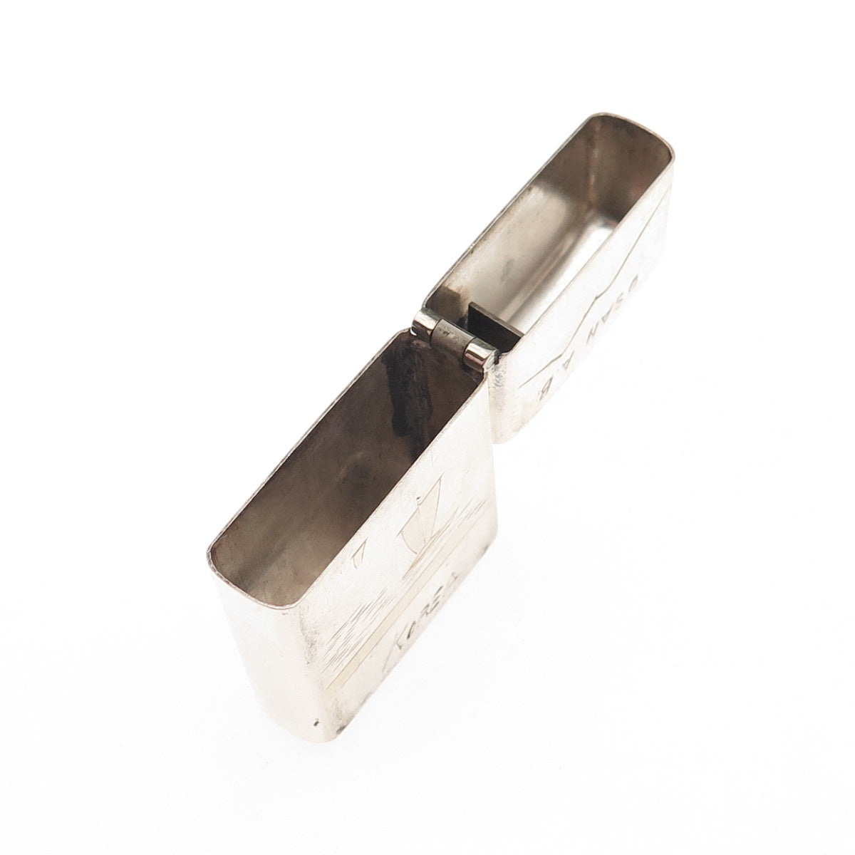 925 Sterling Silver 2-Tone Antique Japan Osan Air Base Zippo Lighter Case
