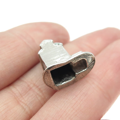925 Sterling Silver Antique Old House 3D Pendant
