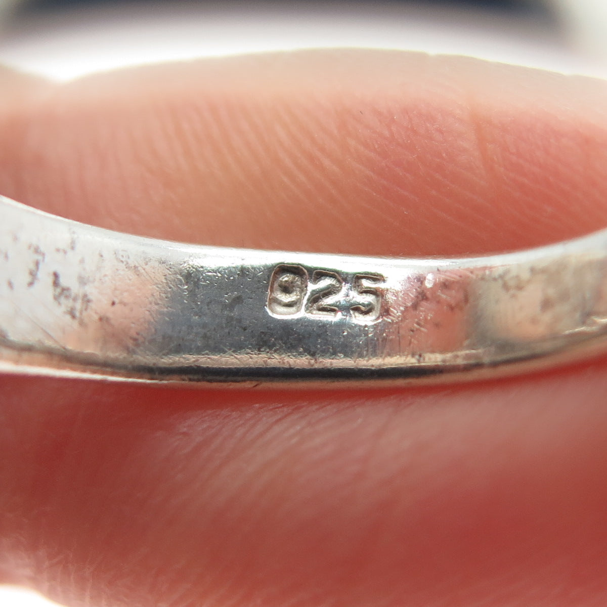 925 Sterling Silver Vintage Runic Symbol Oxidized Ring Size 7.5