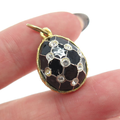 RAFKA Retired Sterling Silver Vermeil Enamel Rhinestone Easter Egg Charm Pendant