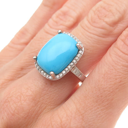 Chuck Clemency 925 Sterling Silver Real Diamond & Turquoise Ring Size 8
