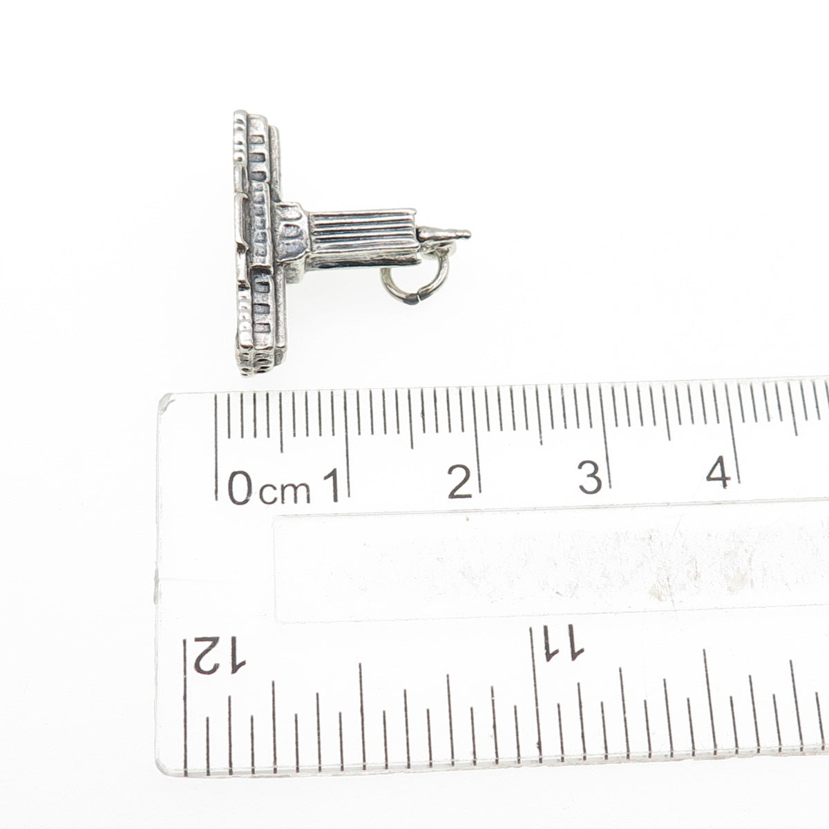 DANECRAFT 925 Sterling Silver Vintage Independence Hall Oxidized Mini 3D Pendant