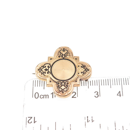 Gold Filled Vintage Enamel Cross Ornate Pin Brooch / Pendant