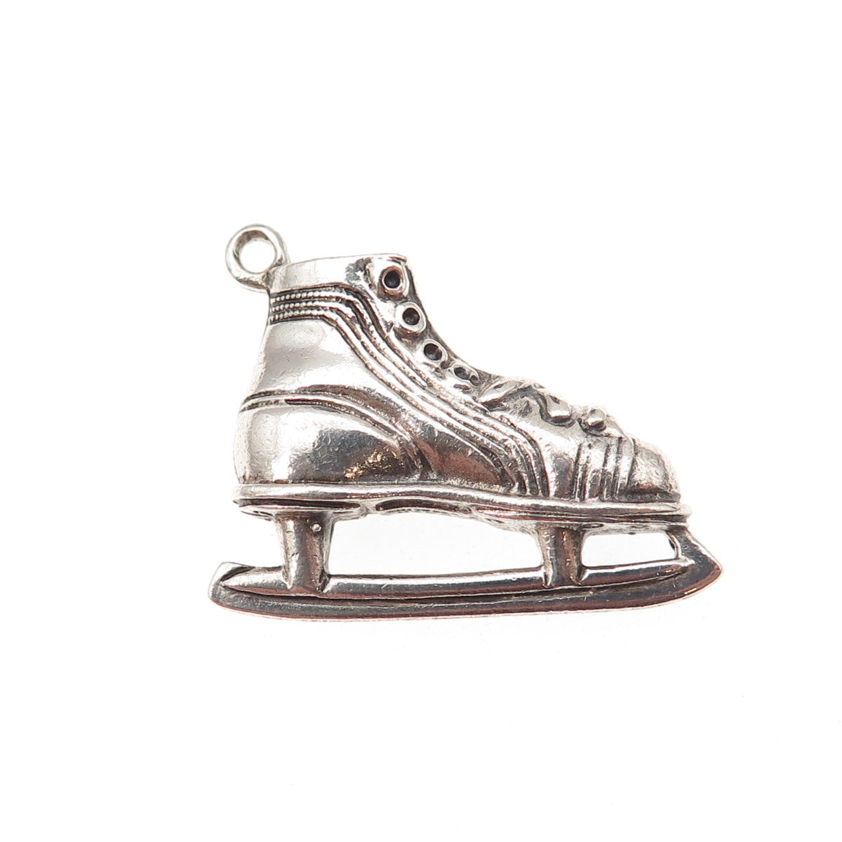 Beau 925 Sterling Silver Vintage Ice Skating Shoe Oxidized Charm Pendant