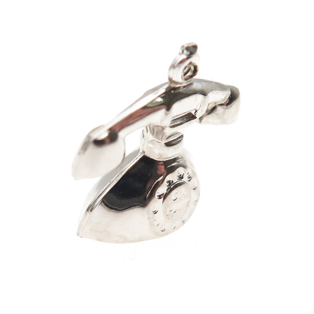 925 Sterling Silver Vintage Retro Rotary Phone 3D Hollow Mini Charm Pendant