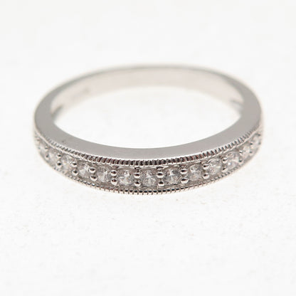 JH Young 925 Sterling Silver Round-Cut C Z Half Eternity Band Ring Size 7