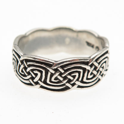 Peter Stone 925 Sterling Silver Vintage Celtic Knot Oxidized Ring Size 10.75