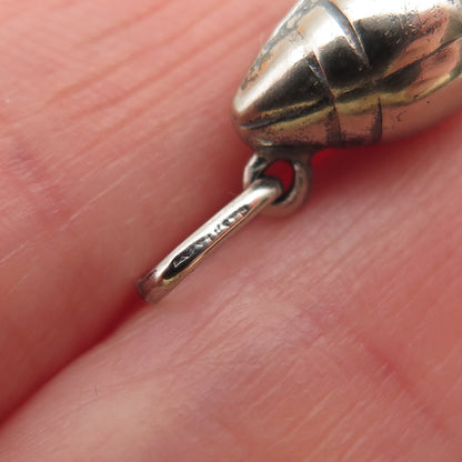 925 Sterling Silver Vintage Italy Football Ball Oxidized 3D Mini Charm Pendant