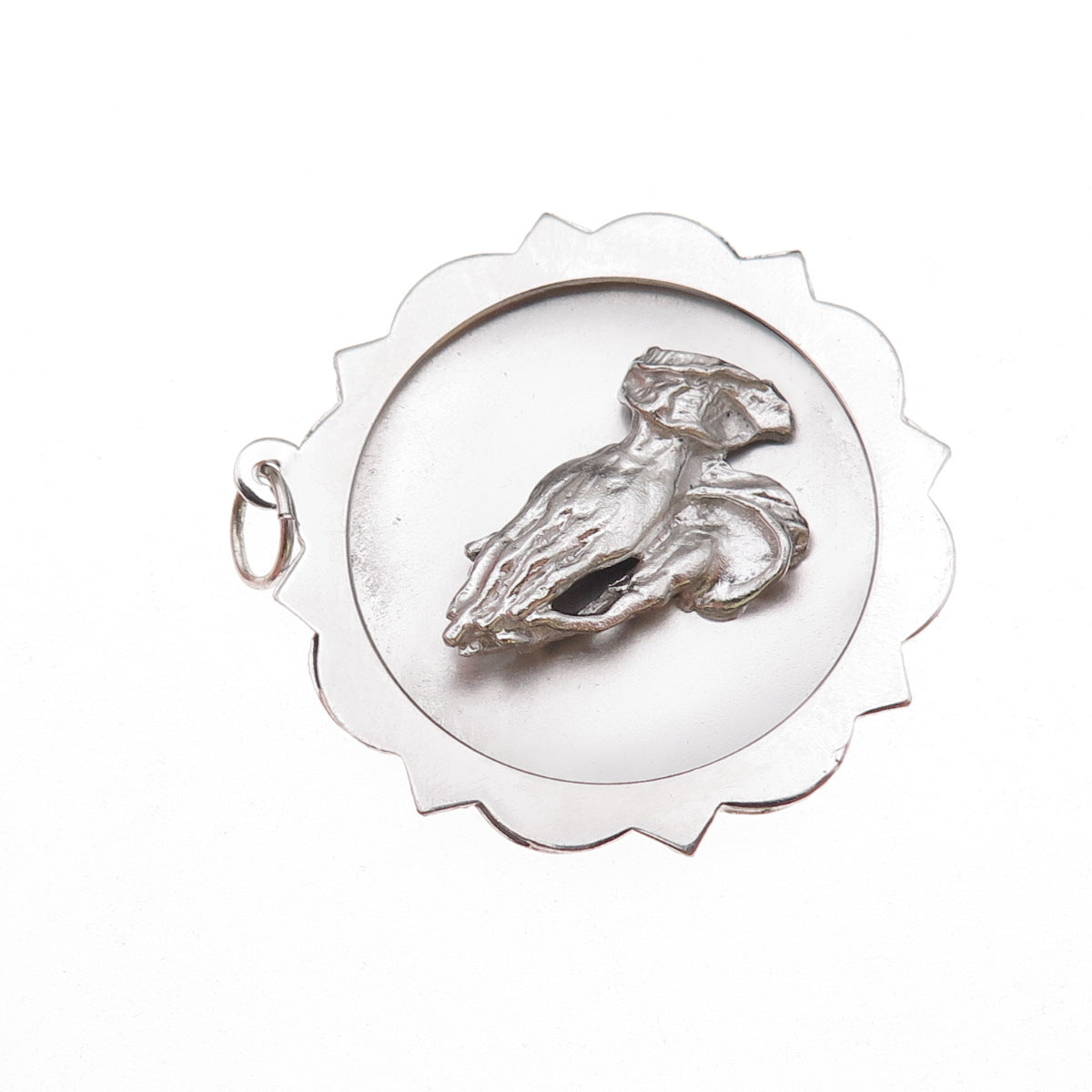925 Sterling Silver Vintage Prayer Hands Religious Charm Pendant
