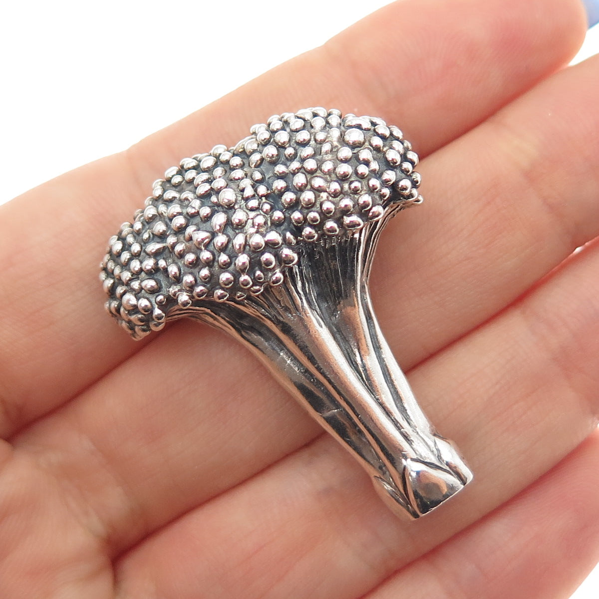 J.H. BREAKELL 925 Sterling Silver Vintage Broccoli Oxidized Pin Brooch