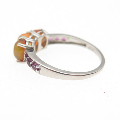 Chuck Clemency 925 Sterling Silver Real Opal & Amethyst Ring Size 7
