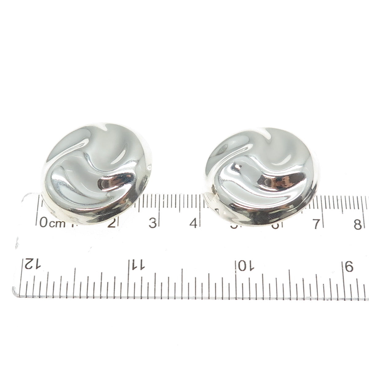 925 Sterling Silver Vintage Mexico Modernist Clip On Earrings