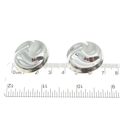 925 Sterling Silver Vintage Mexico Modernist Clip On Earrings