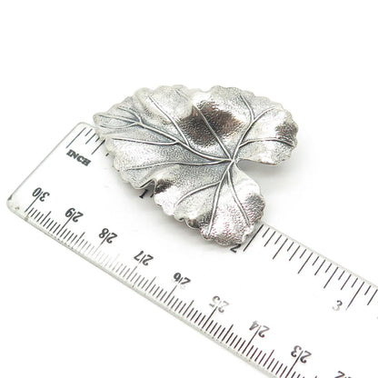 925 Sterling Silver Vintage Michele Sculptural Hammered Leaf Pin Brooch