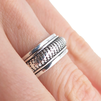 GeoArt 925 Sterling Silver Vintage Oxidized Rotating Band Ring Size 6