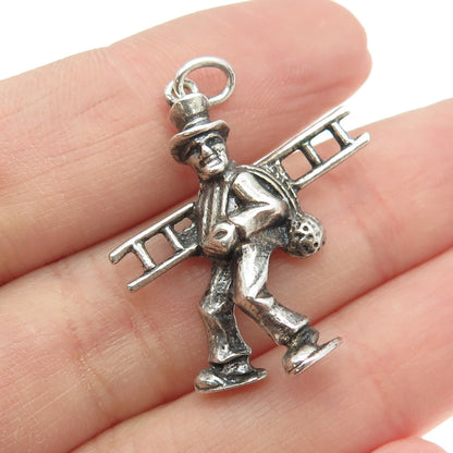 800 Silver Antique Art Deco Chimney Sweep Charm Pendant