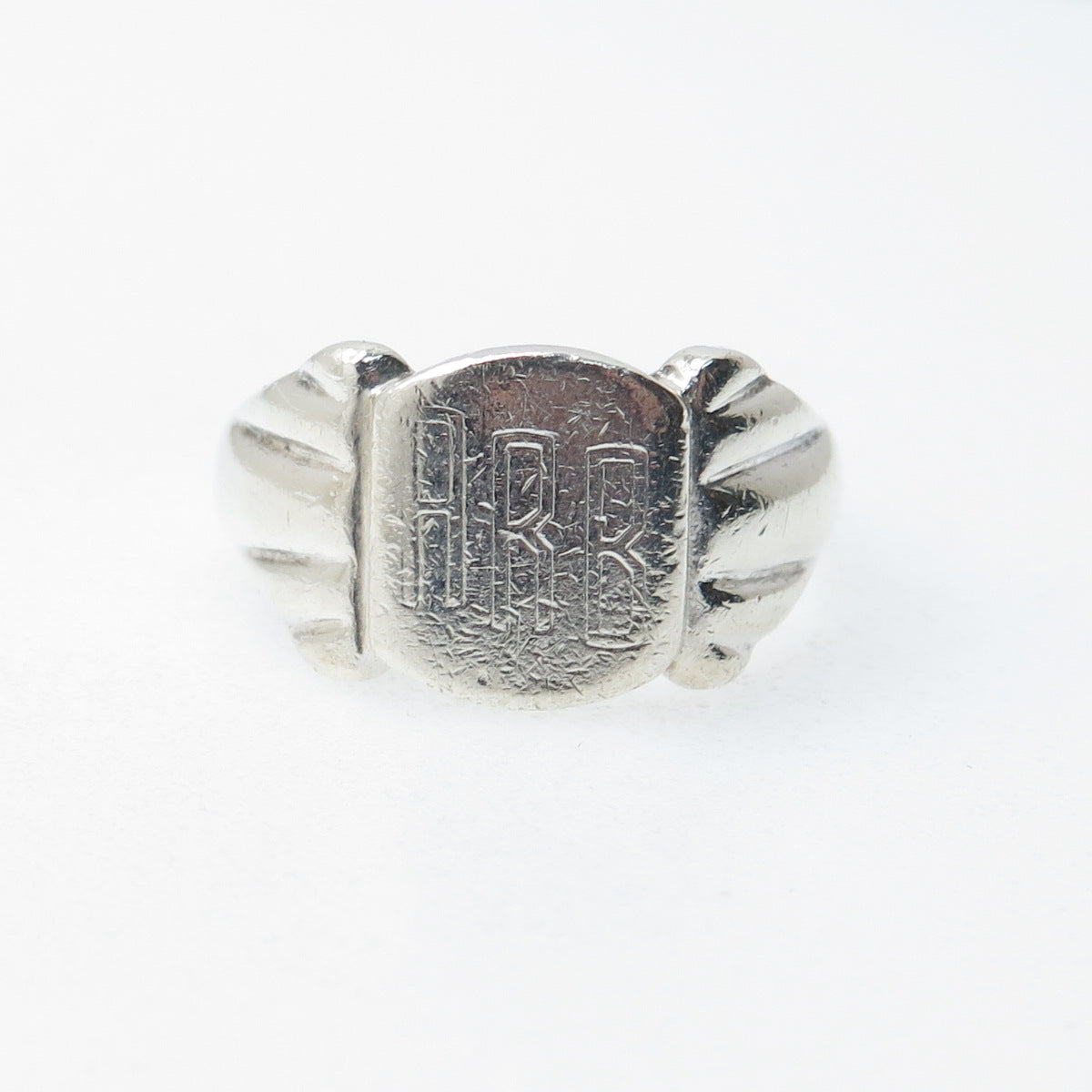 925 Sterling Silver Vintage Engraved ARB Monogram Signet Ring Size 11.5