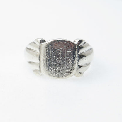 925 Sterling Silver Vintage Engraved ARB Monogram Signet Ring Size 11.5
