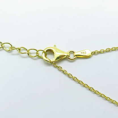925 Sterling Silver Gold Plated C Z Letter "S" Initial Rolo Chain Necklace 16"