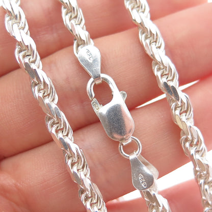 925 Sterling Silver Vintage Italy Twisted Rope Chain Necklace 20"