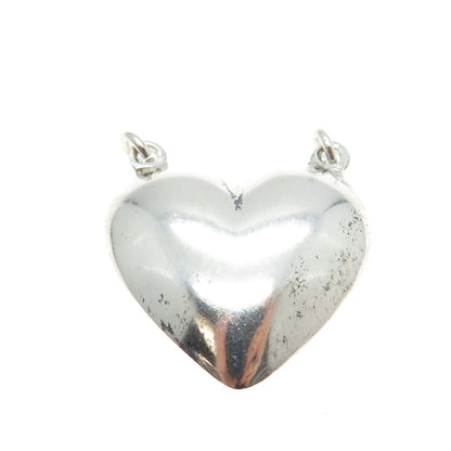 925 Sterling Silver Vintage Puffy Heart Central Necklace Part