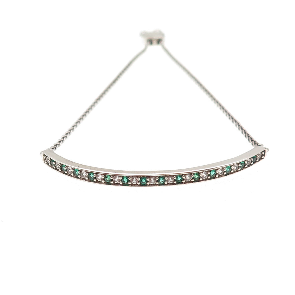 Karizia Spa KA-1772 Sterling Silver Real Chrome Diopside & C Z Bracelet 7-9.25"