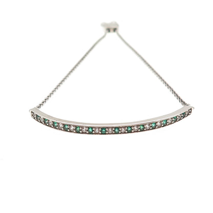 Karizia Spa KA-1772 Sterling Silver Real Chrome Diopside & C Z Bracelet 7-9.25"