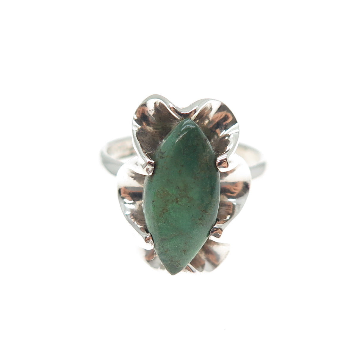 FAUS Sterling Silver Vintage Mexico Real Royston Turquoise Flower Ring Size 7