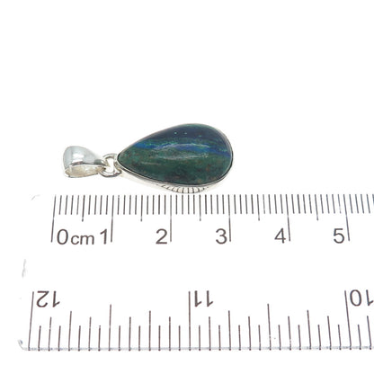 925 Sterling Silver Vintage Real Chrysocolla Teardrop Charm Pendant