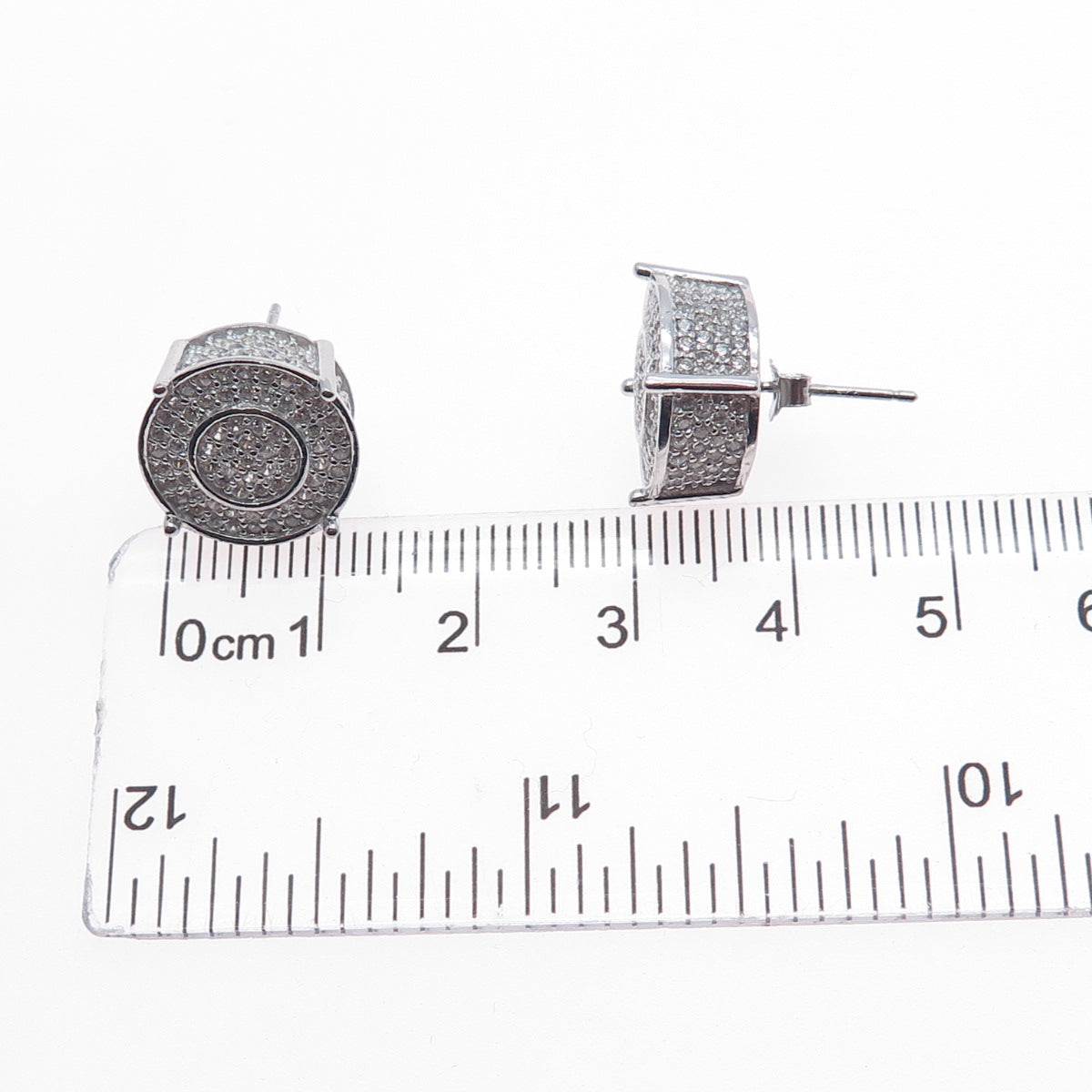 925 Sterling Silver Round-Cut C Z Sparkle Stud Earrings