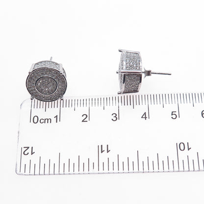 925 Sterling Silver Round-Cut C Z Sparkle Stud Earrings