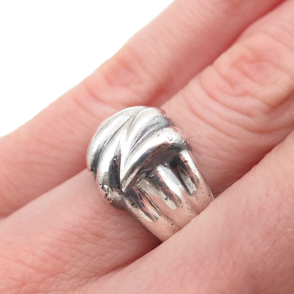 925 Sterling Silver Vintage Italy Modernist Oxidized Ring Size 6