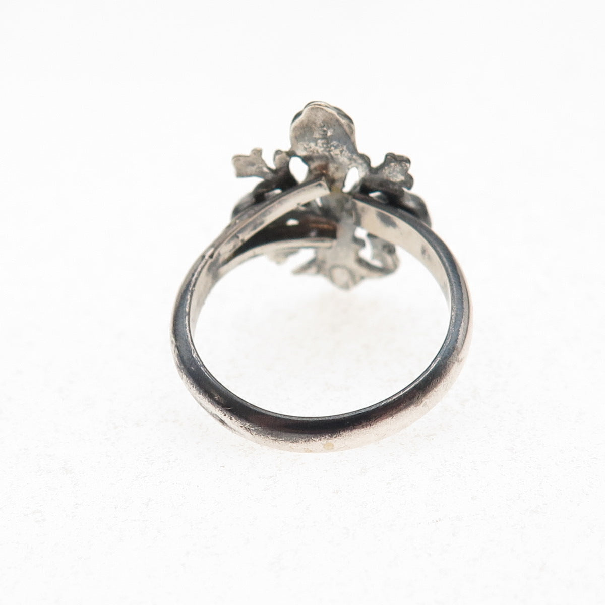 Michele 925 Sterling Silver Vintage Fleur de Lis Oxidized Ring Size 6.75