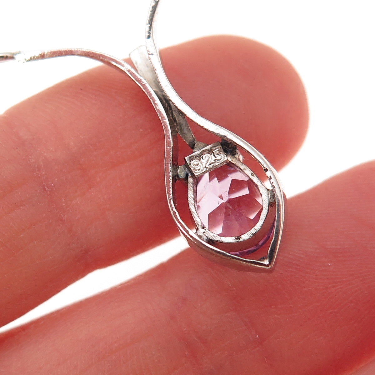 925 Sterling Silver Vintage Real Pear-Cut Amethyst Centerpiece Slide Pendant