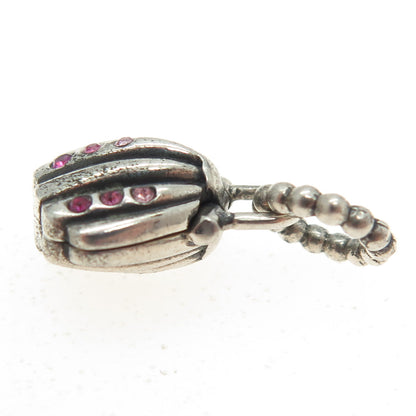 CHAMILIA DISNEY 925 Sterling Silver Pink Rhinestone & Faux Pearl Seashell Charm