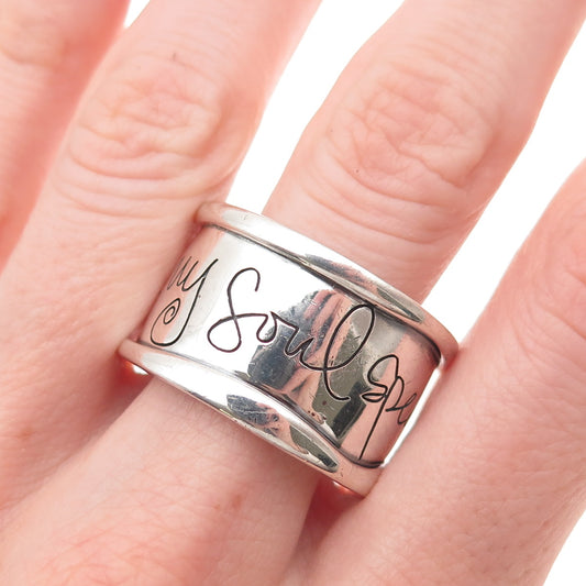 Shawn Killinger & Milor Sterling Silver Vintage Hear My Soul Speak Ring Size 12