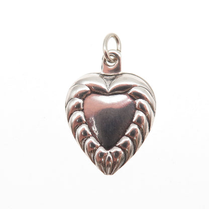 925 Sterling Silver Antique Art Deco Chatelaine Heart Mini Charm Pendant