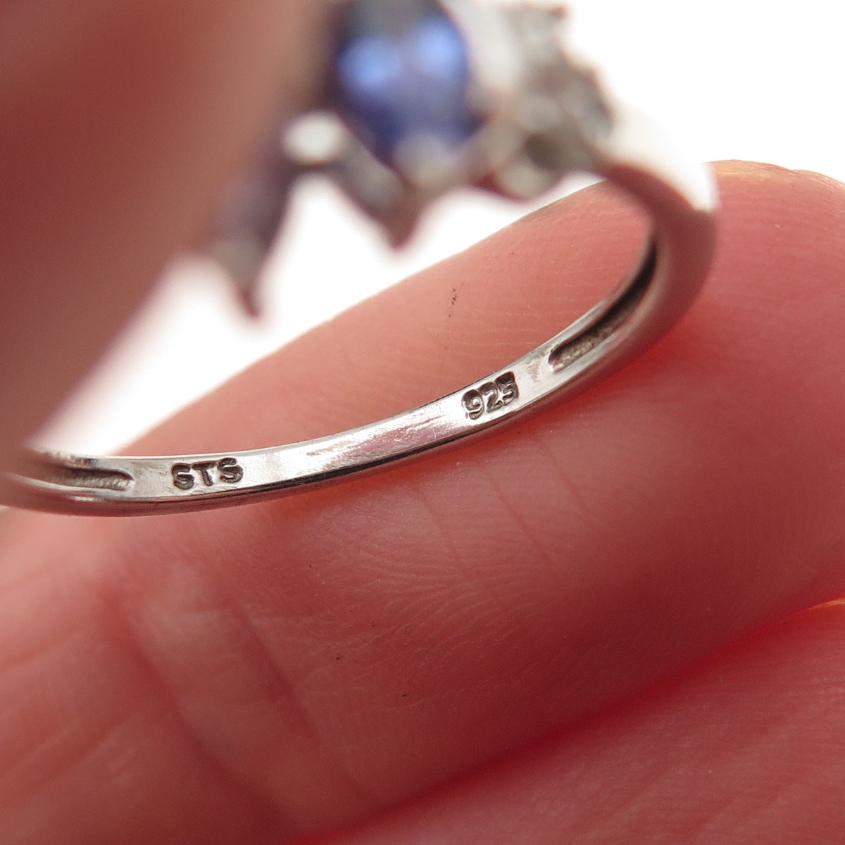 Chuck Clemency 925 Sterling Silver Real Tanzanite & White Topaz Ring Size 8