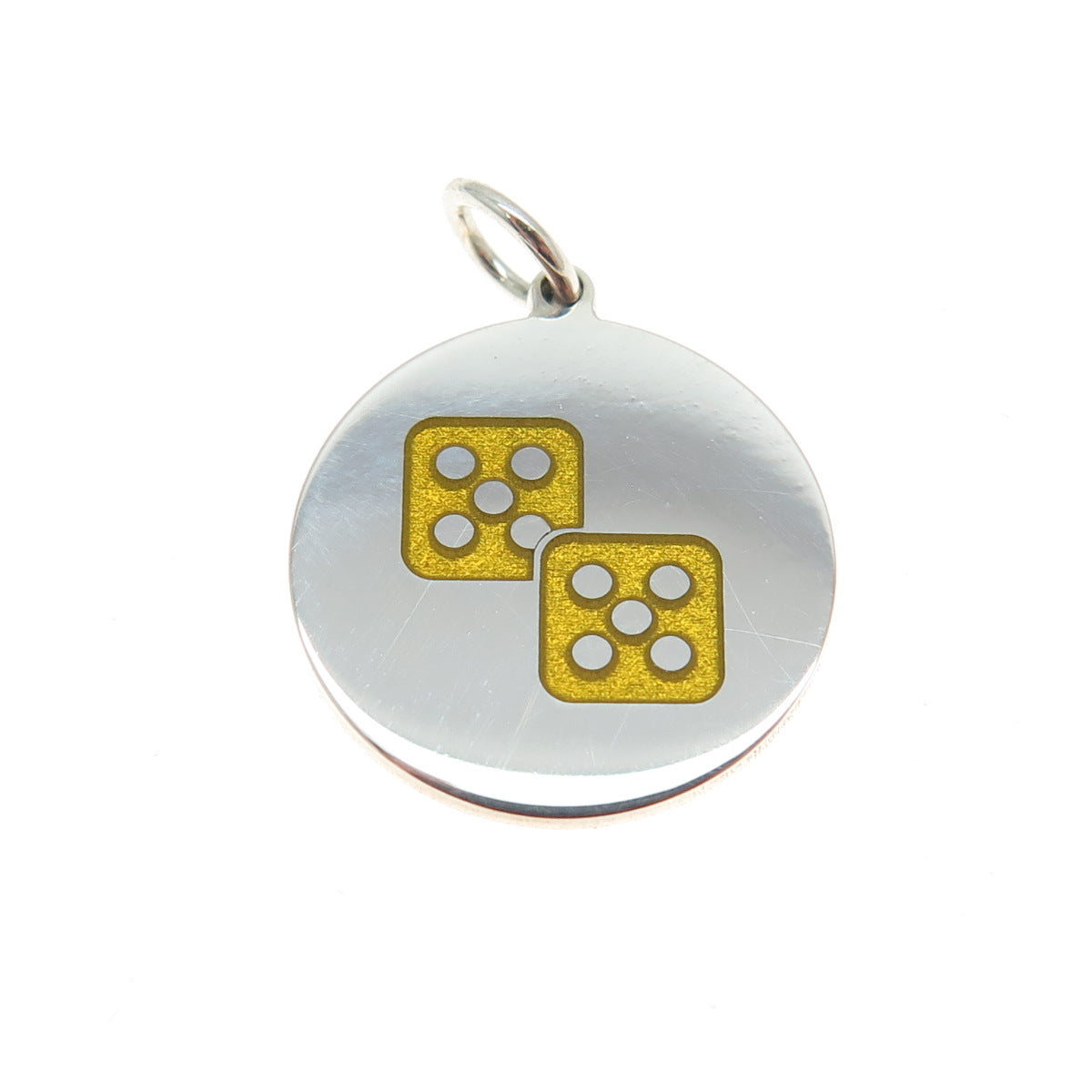 925 Sterling Silver Yellow Enamel Dice for Good Luck Charm Pendant